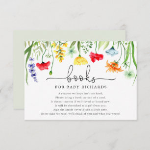 Books for Baby colourful wildflowers baby shower Enclosure Card