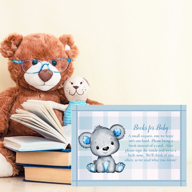 Books For Baby Cute Bear Boy Baby Shower Game Enclosure Card (Creator Uploaded)