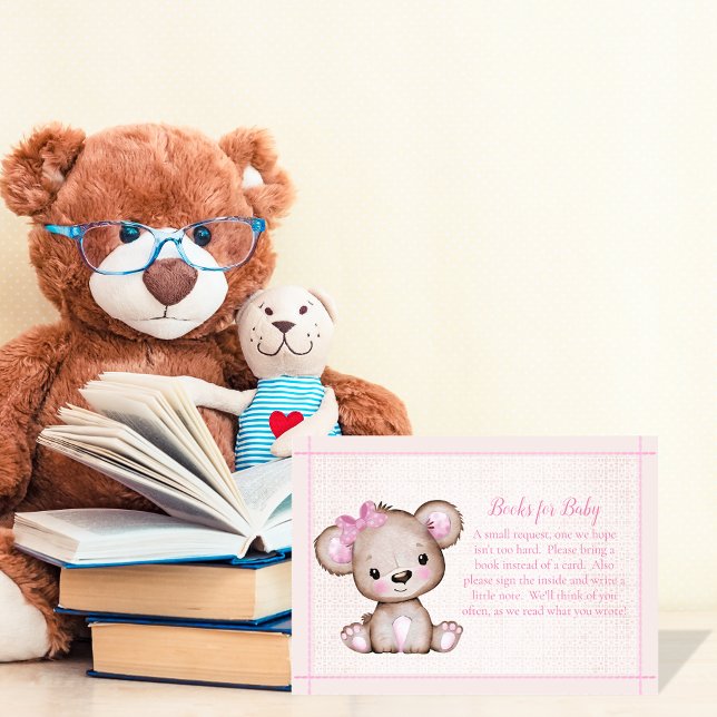 Books For Baby Cute Brown Bear for Girl Shower Enclosure Card (Creator Uploaded)