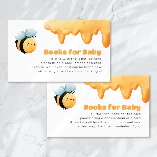 Books for Baby Cute Honey Bee Baby Shower Enclosure Card (Creator Uploaded)