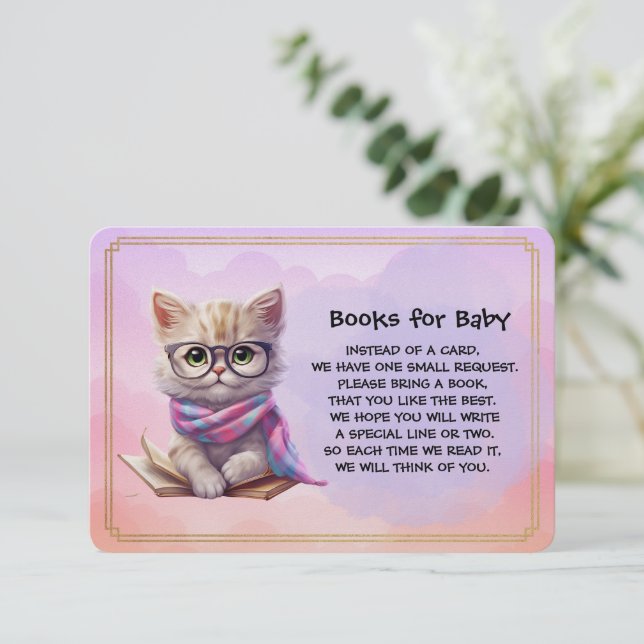 Books for Baby Cute Kitten Reading A Book Enclosure Card (Standing Front)