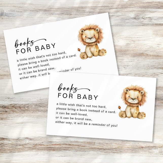 Books for Baby Cute Little Lion Baby Shower Enclosure Card (Creator Uploaded)
