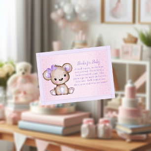 Books For Baby Cute Purple Bear for Girl Shower En Enclosure Card