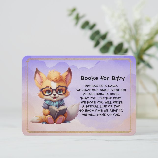 Books for Baby Cute Red Fox Reading A Book Enclosure Card (Standing Front)