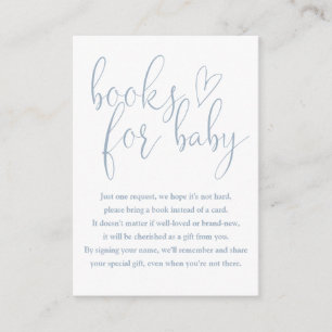 Books For Baby Dusty Blue Baby Shower Enclosure Card
