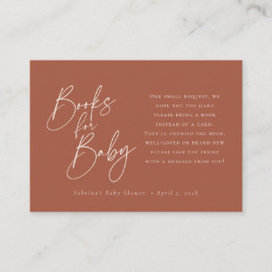 Books for Baby Elegant Script Terra Cotta Enclos Enclosure Card
