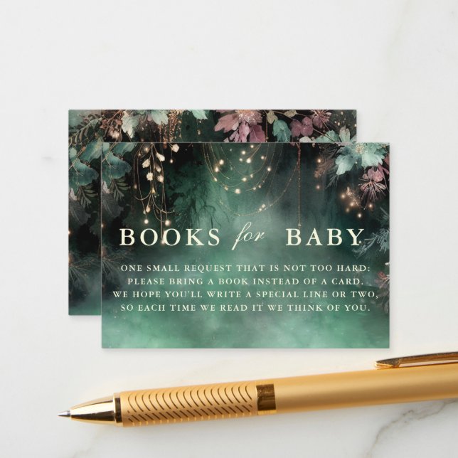 Books For Baby Enchanted Forest Greenery Arch Enclosure Card (Front/Back In Situ)