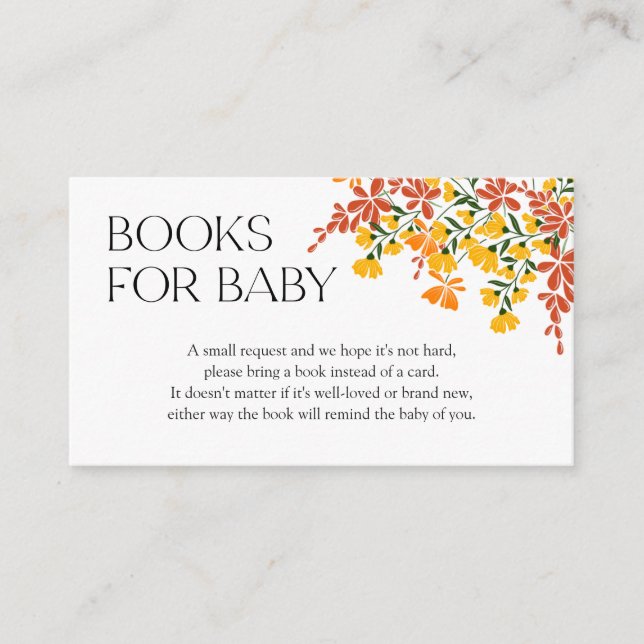  Books for Baby Fall In Love Autumn Baby Shower Enclosure Card (Front)
