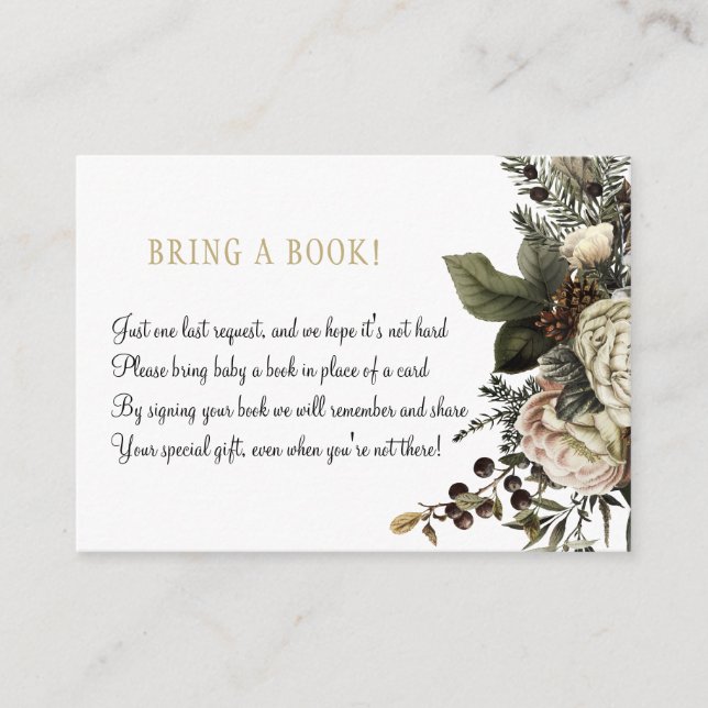 Books for baby floral bring a book insert card (Front)