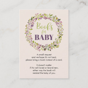 Books for Baby   Floral Wreath Baby Shower Enclosure Card
