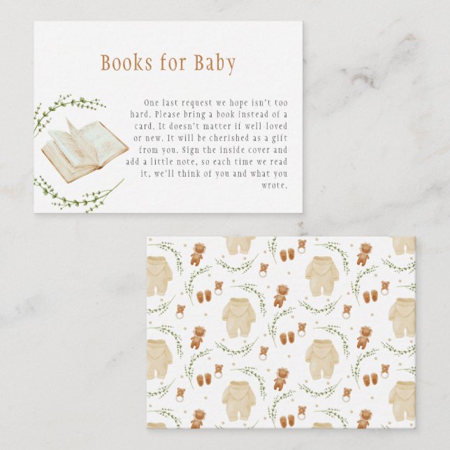 Books for baby Gender Neutral Pattern Enclosure Card (Front/Back)