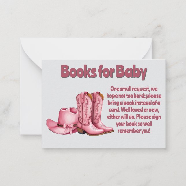 Books for Baby Girl and Diaper Raffle Cowboy Style Card (Front)