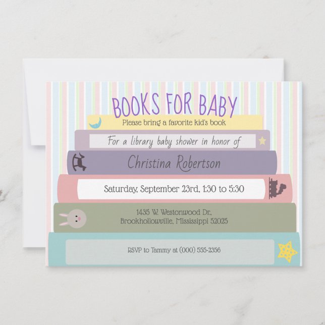 Books For Baby Girl Baby Shower Invitation (Front)
