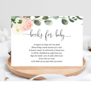 Books for baby girl blush pink white elegant enclosure card