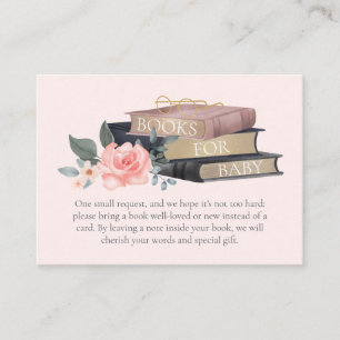 Books for Baby Girl Floral Roses & Stacked Books Enclosure Card