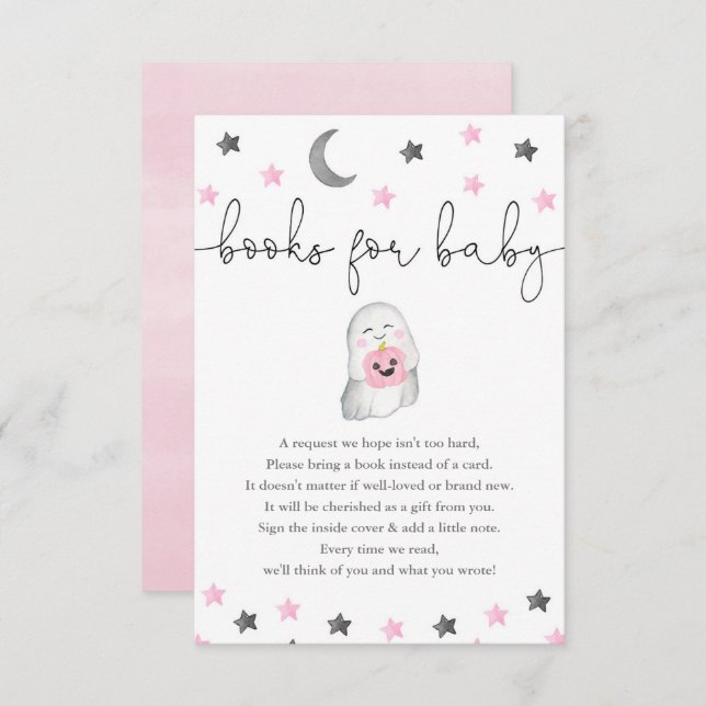 Books for Baby girl Halloween ghost baby shower Enclosure Card (Front/Back)