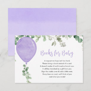 Books for baby girl purple balloon eucalyptus enclosure card
