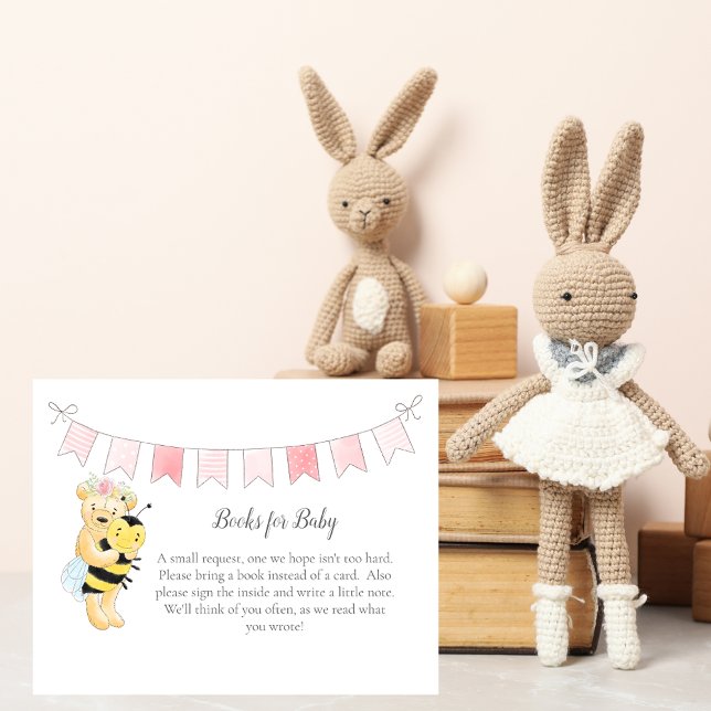 Books For Baby Girl Teddy Bear and Bee Enclosure Card (Creator Uploaded)