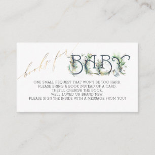 Books For Baby Gold Greenery Baby Shower Enclosure Card