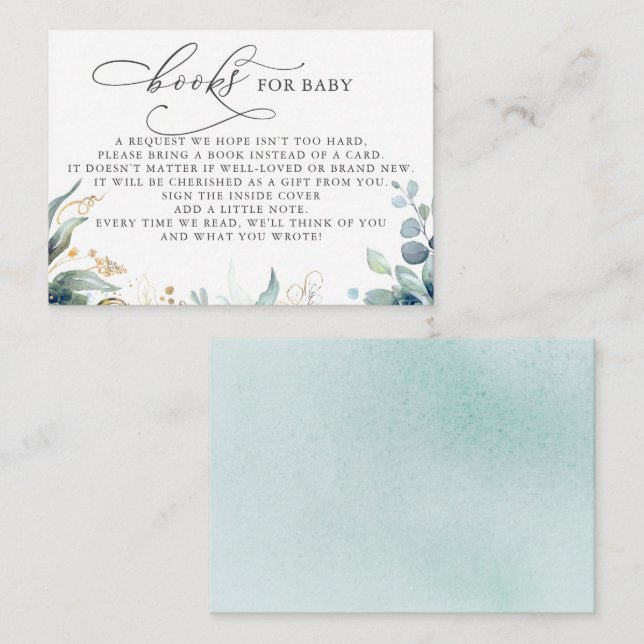 Books For Baby Gold Greenery Request Card (Front/Back)