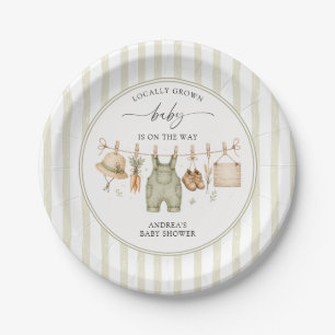 Books for Baby Green Locally Grown Baby Shower Paper Plate