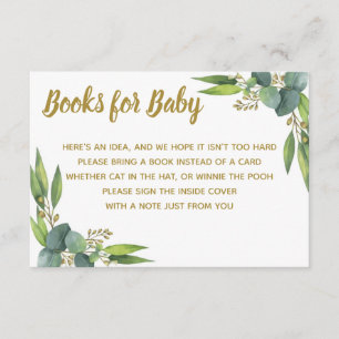 Books for Baby Greenery Gold Baby Shower Insert