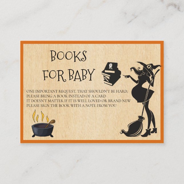 Books for Baby Halloween Pregnant witch Shower Business Card (Front)