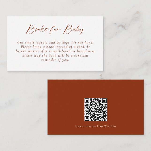 Books for Baby Hello Baby Shower QR Code Copper Enclosure Card (Front/Back)