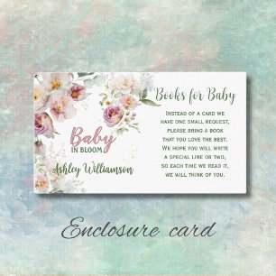 Books for Baby in Bloom Girl Baby Shower   Enclosure Card