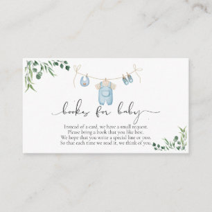 Books For Baby Laundry Blue Greenery Baby Shower Enclosure Card