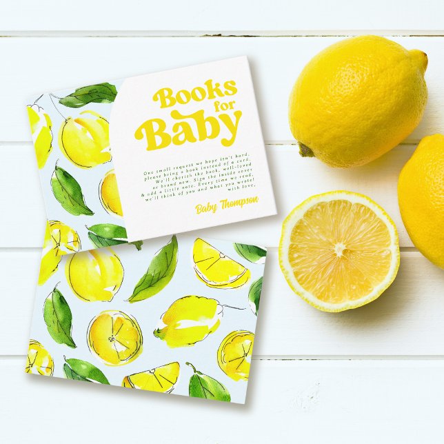 Books for Baby Lemon Retro Baby Shower Enclosure Card (Creator Uploaded)