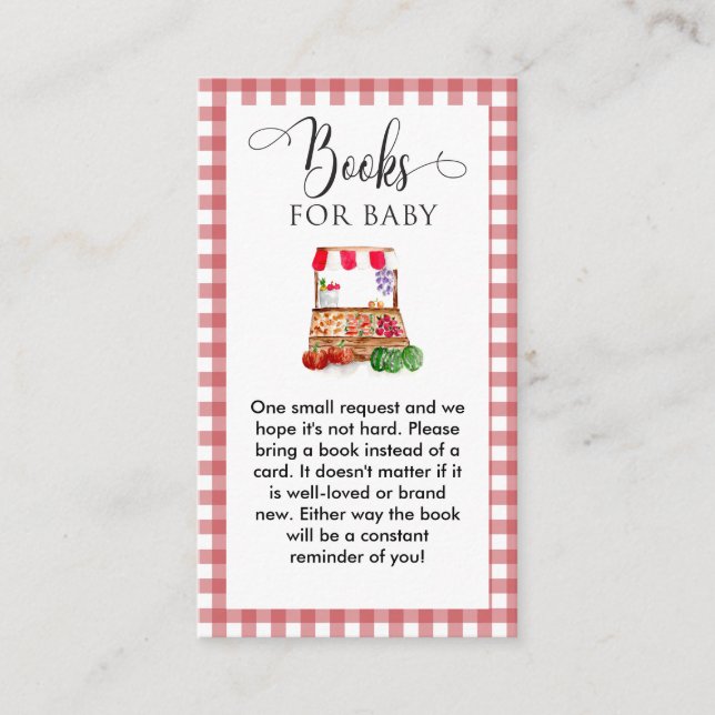 Books for Baby Locally Grown Baby Shower Gingham Enclosure Card (Front)