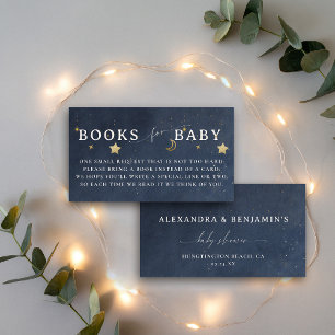 Books For Baby Moon Starry Night Navy Blue Stars Enclosure Card