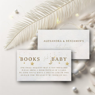Books For Baby Moon White Twinkle Stars Shower  Enclosure Card