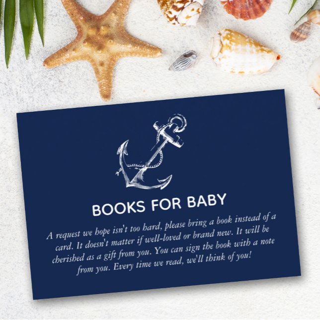 Books for Baby Nautical Anchor Baby Shower Enclosure Card (Creator Uploaded)