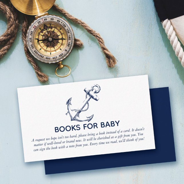 Books for Baby Nautical Navy Blue Anchor Enclosure Card (Creator Uploaded)