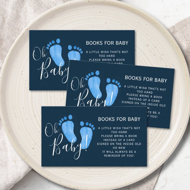 Books For Baby Navy Blue Baby Shower Enclosure Card (Creator Uploaded)