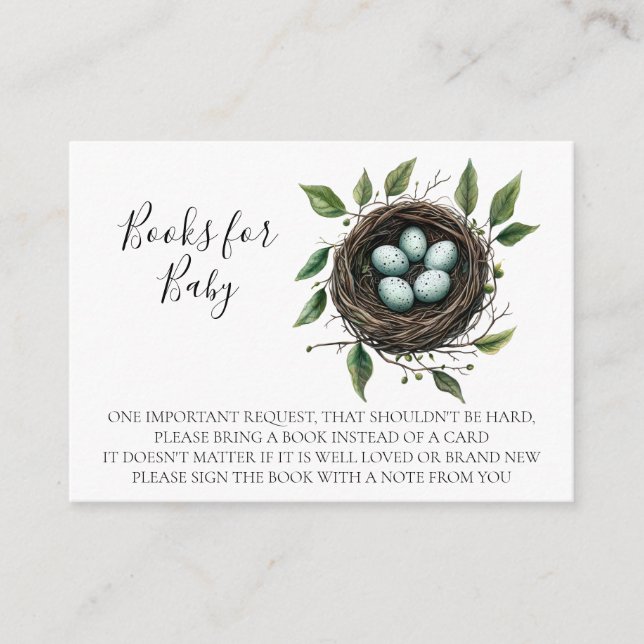 Books for Baby Nesting Party Bird Nest Enclosure Card (Front)