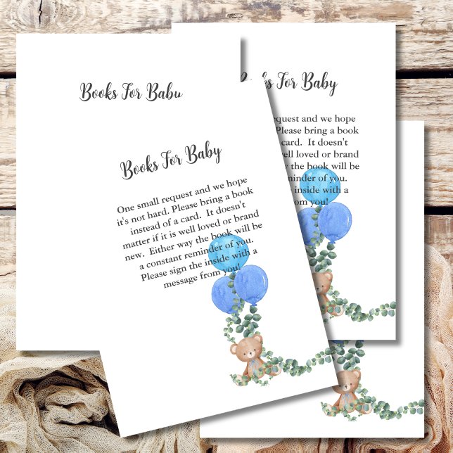 Books For Baby Oh Boy Blue Balloon Eucalyptus Enclosure Card (Creator Uploaded)