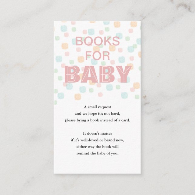 Books For Baby Pastel Pink Baby Shower Enclosure Card (Front)
