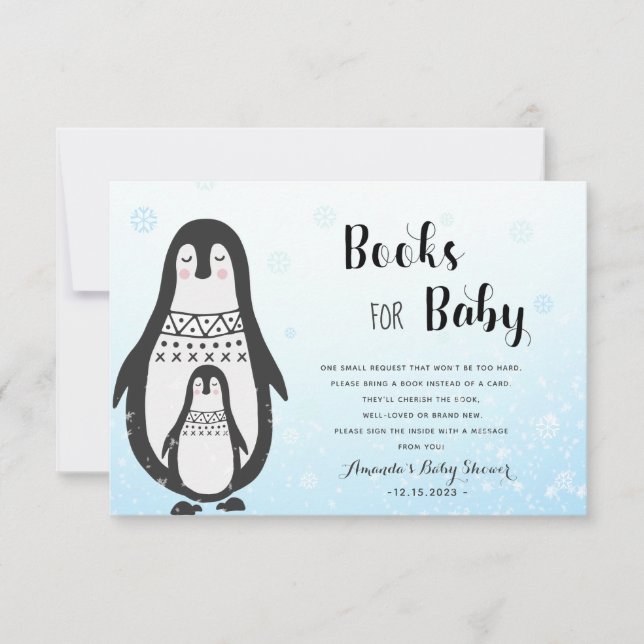 Books for Baby  Penguins | Winter Baby Shower Card (Front)