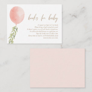 Books for Baby Pink Balloon Eucalyptus Foliage Enclosure Card