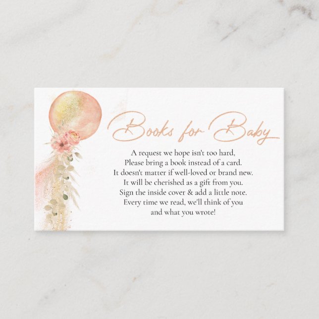 Books for baby Pink Balloons Eucalyptus Boho Enclosure Card (Front)