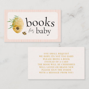 Books For Baby Pink Bee Themed Girl Baby Shower Enclosure Card