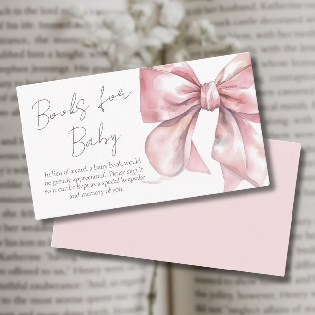 Books For Baby Pink Bow Baby Shower Enclosure Card (Books For Baby Pink Bow Baby Shower Enclosure Card)
