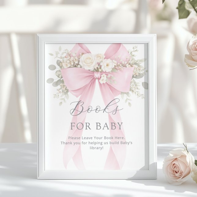 Books for baby Pink Coquette Bow Baby Shower Poster (Creator Uploaded)