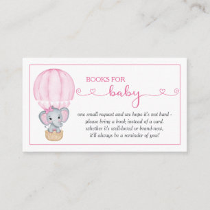 Books for Baby Pink Elephant Baby Shower Enclosure Card