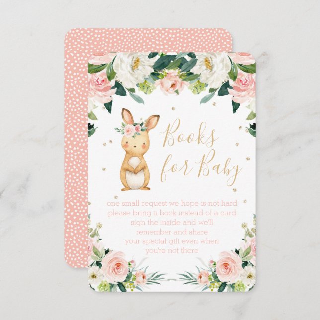 Books for Baby Pink Floral Some Bunny Brown Enclosure Card (Front/Back)