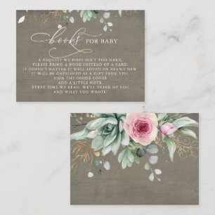 Books For Baby Pink Floral Succulents Enclosure Card