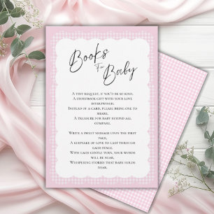 Books for Baby Pink Gingham Enclosure Card